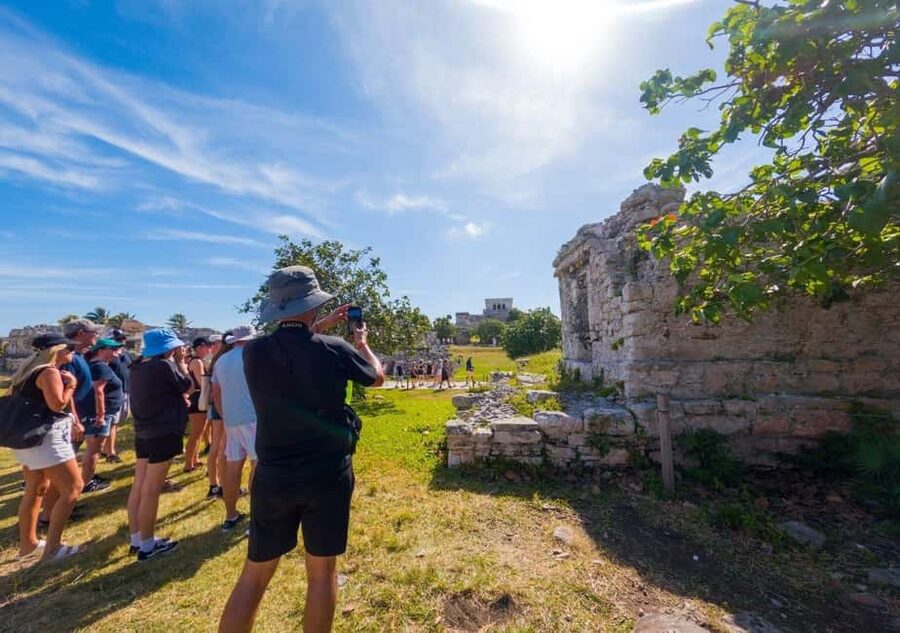 4X1 Tour: Coba and Tulum Ruins, Cenote and Playa del Carmen - Tulum Ruins: The Sea-Facing Stop You Actually Want to Spend Time At