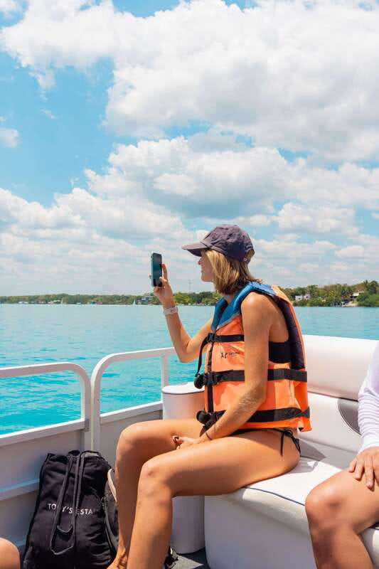 Bacalar: Lake of Seven Colors Pontoon Tour with Fruit - Swim Time in Clear Shallows, Plus How to Handle the Sunscreen Rule