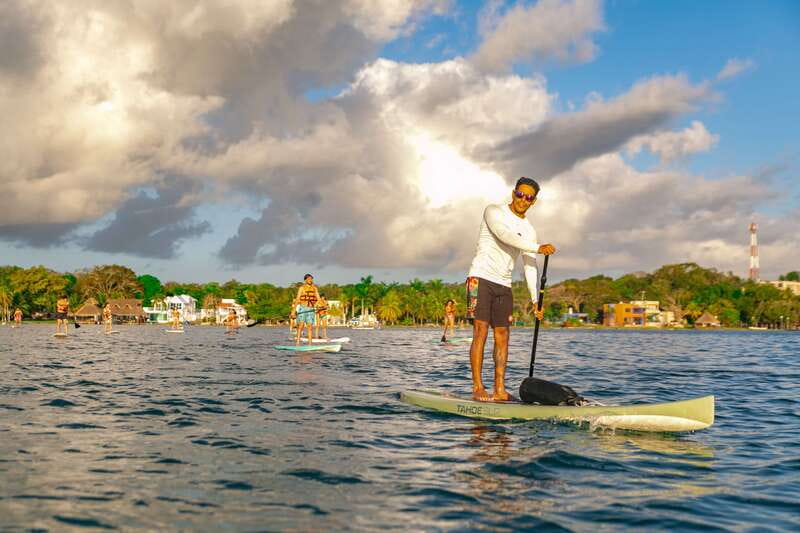Bacalar: Sunrise Paddleboard Tour with Floating Picnic - Isla de los Pájaros at first light: bird watching from the water