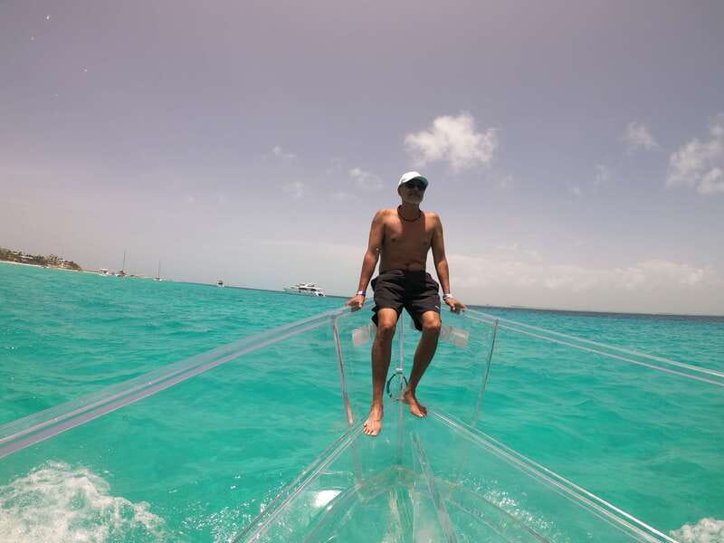 Cancun: Transparent Boat Tour with Drinks - Caribbean Sea reef time: colorful water, calmer sightseeing pace