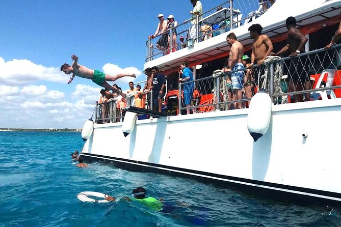 Dancer Cruise Isla Mujeres Snorkel Food and Drinks Included - The Cancun to Arrecife El Meco water window: snorkeling plus a swim-adventure block
