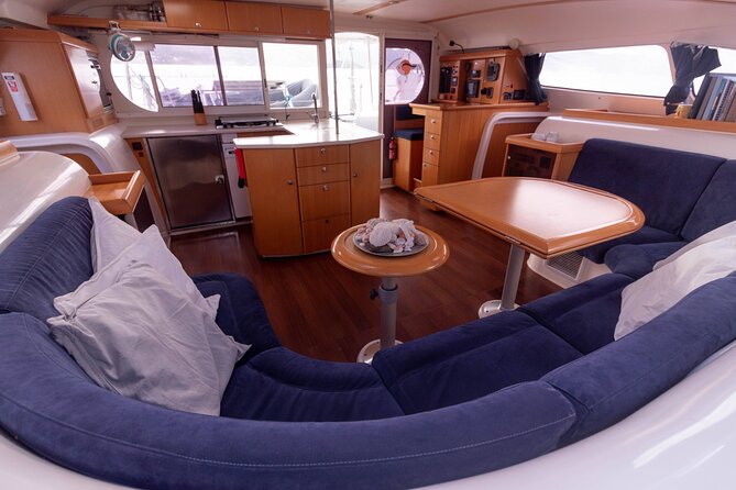 Private 6 Hrs 47 ft. Catamaran Snorkel & Cielo Charter (30p. max) - The onboard comfort that makes a 6-hour day feel shorter