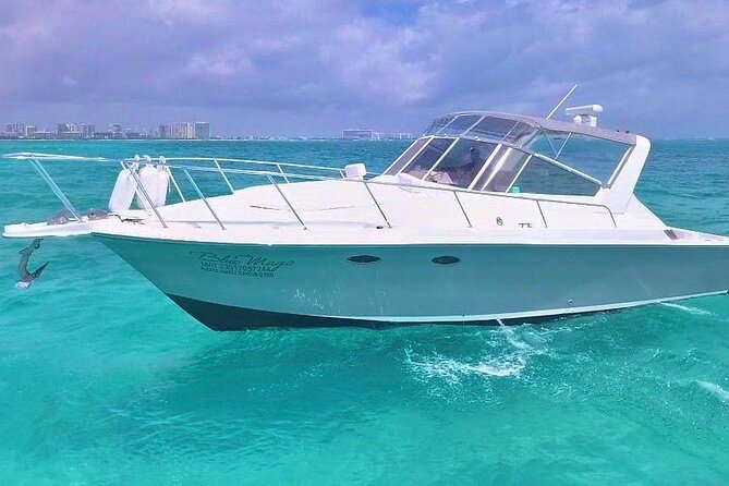 Private Cancun Yacht Tour 42ft up to 8 pax - A 42-foot private yacht for groups up to 8, with crew on board