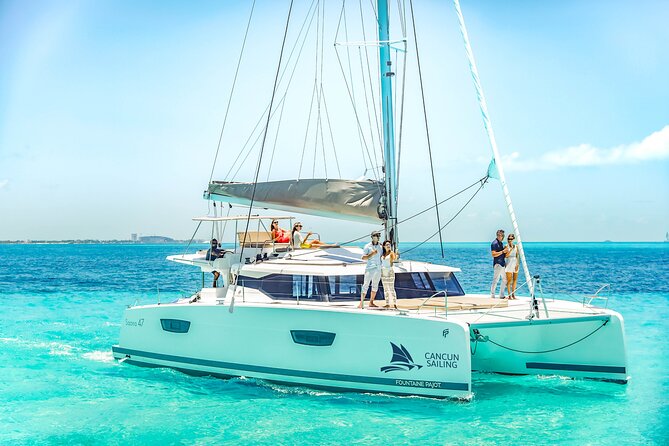 Private Luxury Catamaran Cancun to Isla Mujeres | For up to 30 pp - Stop 1 at El Farito: reef snorkeling between Cancun and Isla Mujeres