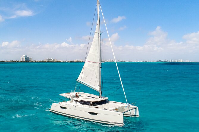 Private Luxury Catamaran Cancun to Isla Mujeres | For up to 30 pp - Check in at Marina Las Perlas, then pick your departure time