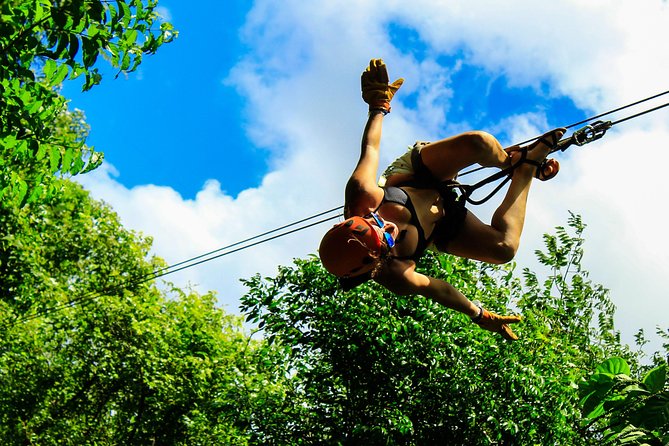 Ultimate 5x1 Combo with ATV, Ziplines, Cenote & Reef Snorkeling - The treetop course: 5 ziplines and 3 interactive bridges