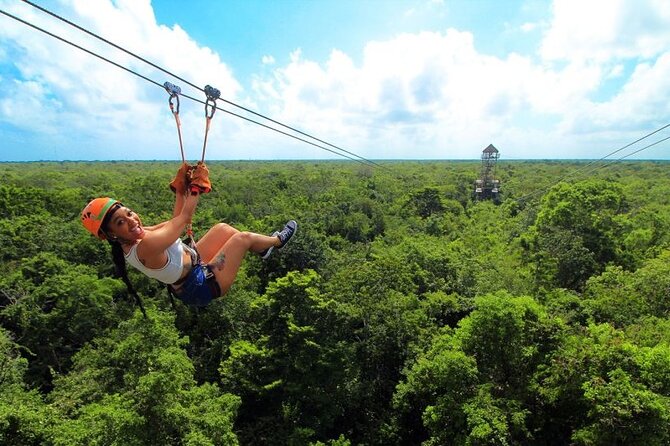 Wild Tulum Day: ATV Tour + Zip Lines + Cenote + Rappel & Lunch! - Zip lines over the treetops: 5 lines plus a water zip